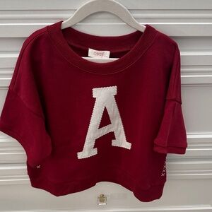 ODDY Maroon Sweatshirt Top with White Letter “A” Alabama Crimson Tide